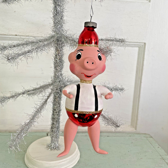 Vintage Christmas Blown Glass PIG Ornament de Carlini (?) Italy - Picture 8 of 8